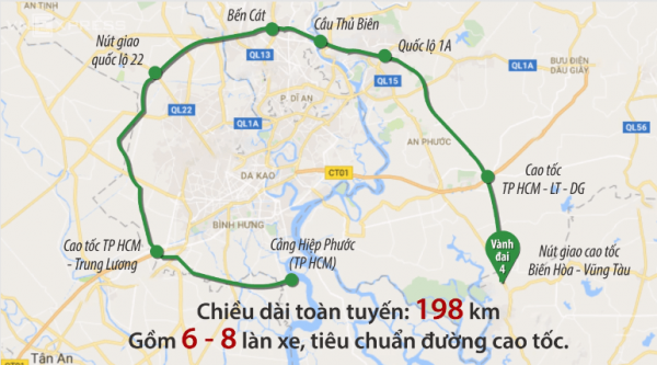 Quy hoạch chi tiết đường Vành Đai 4 Thành phố Hồ Chí Minh