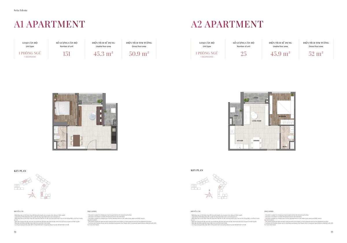 Mặt bằng căn hộ 1PN Setia Edenia