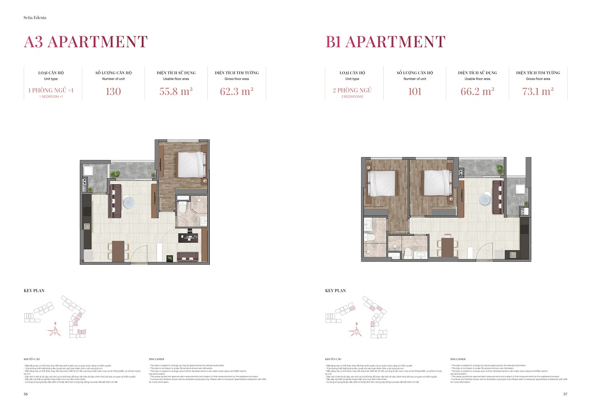 Mặt bằng căn hộ 1PN Setia Edenia