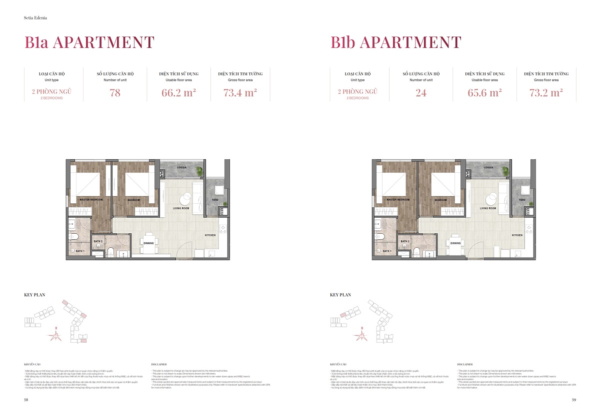 Mặt bằng căn hộ 2PN Setia Edenia
