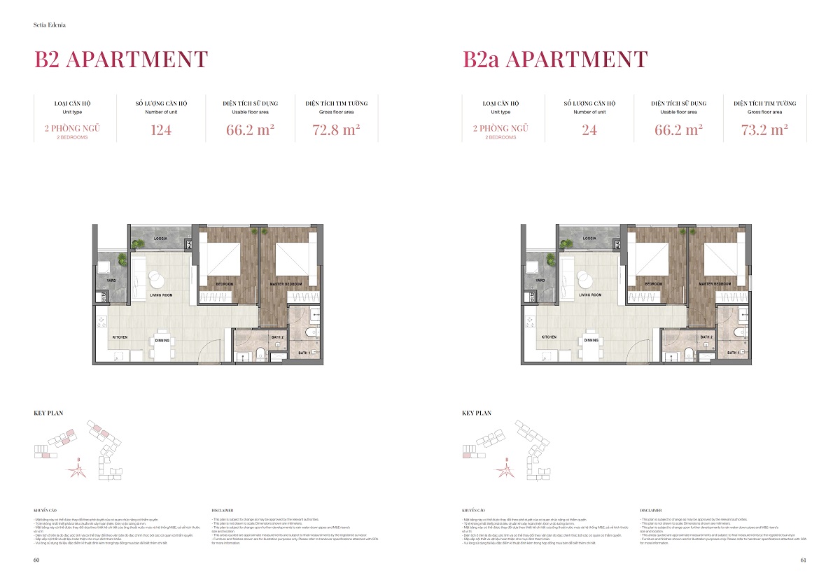 Mặt bằng căn hộ 2PN Setia Edenia