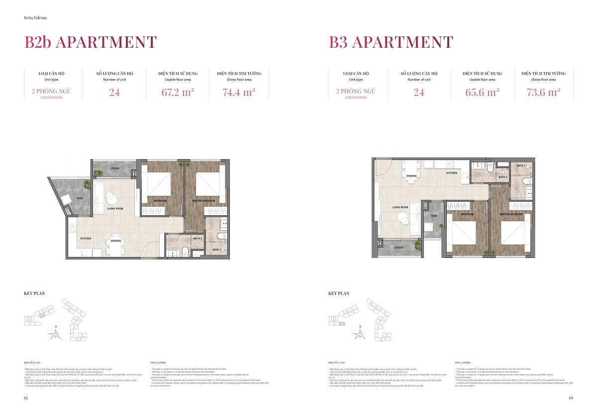 Mặt bằng căn hộ 3PN Setia Edenia
