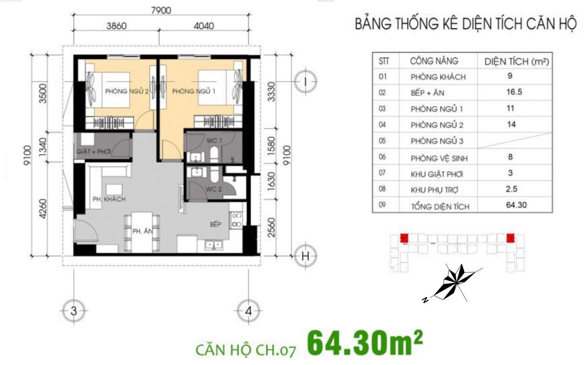mẫu nhà Chí Linh Center 64m2