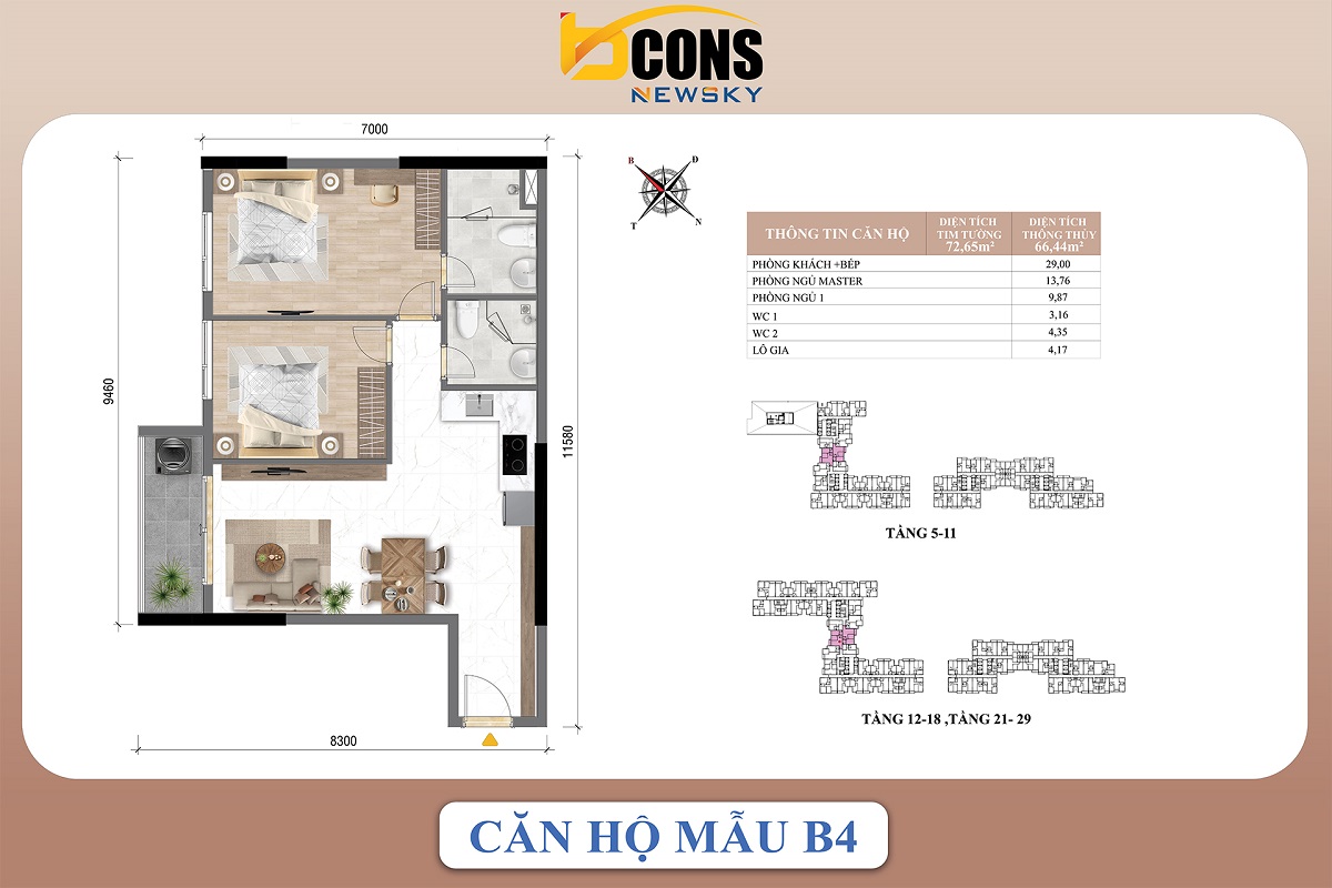 Thiết kế B4 Bcons New Sky