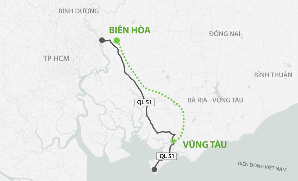 Định tuyến cao tốc Biên Hoà - Vũng Tàu