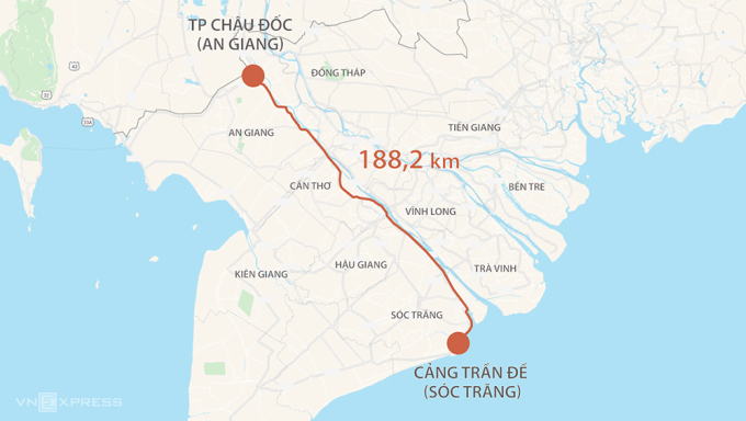 Định tuyến cao tốc Châu Đốc - Cần Thơ - Sóc Trăng