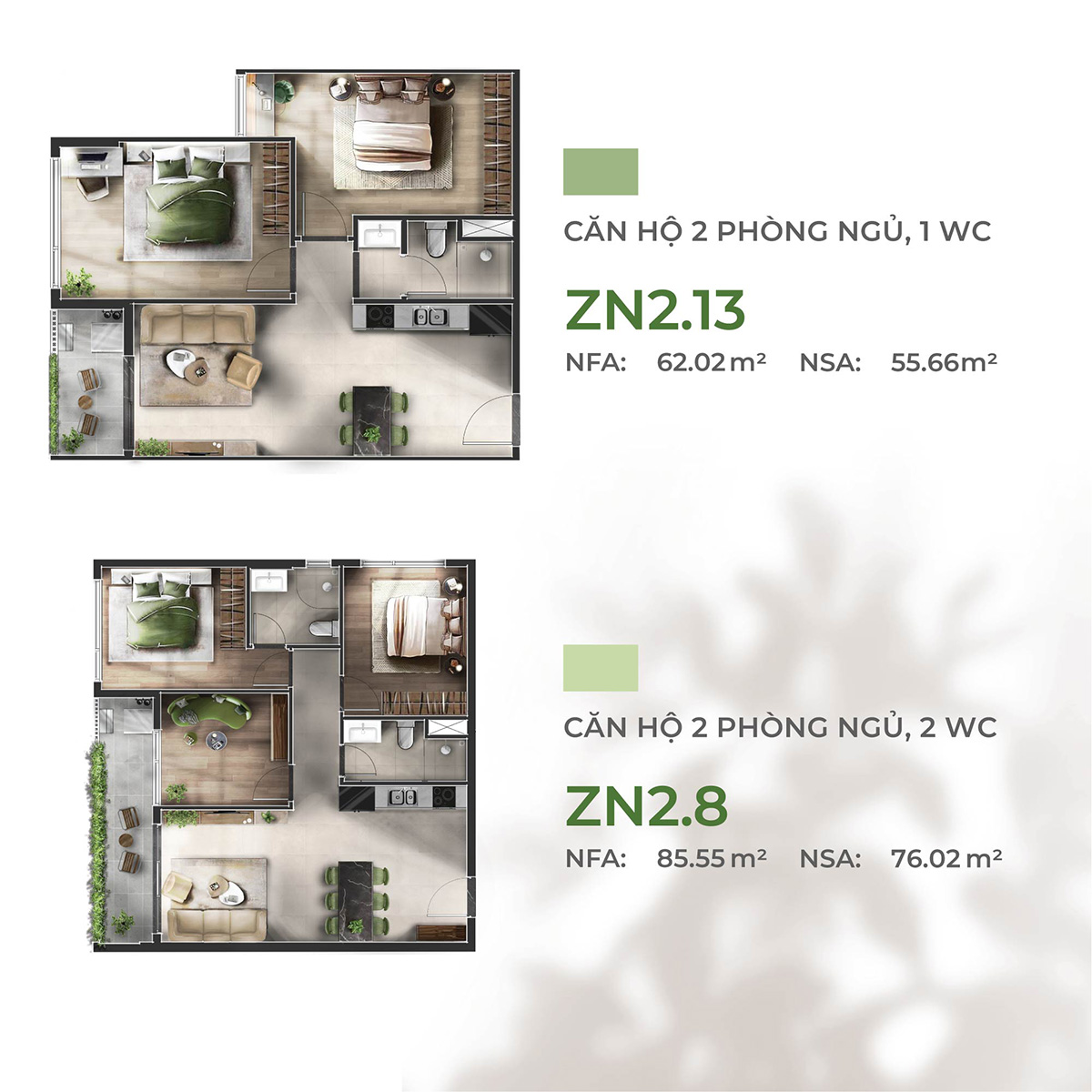 Layout căn hộ La Pura 2&3PN