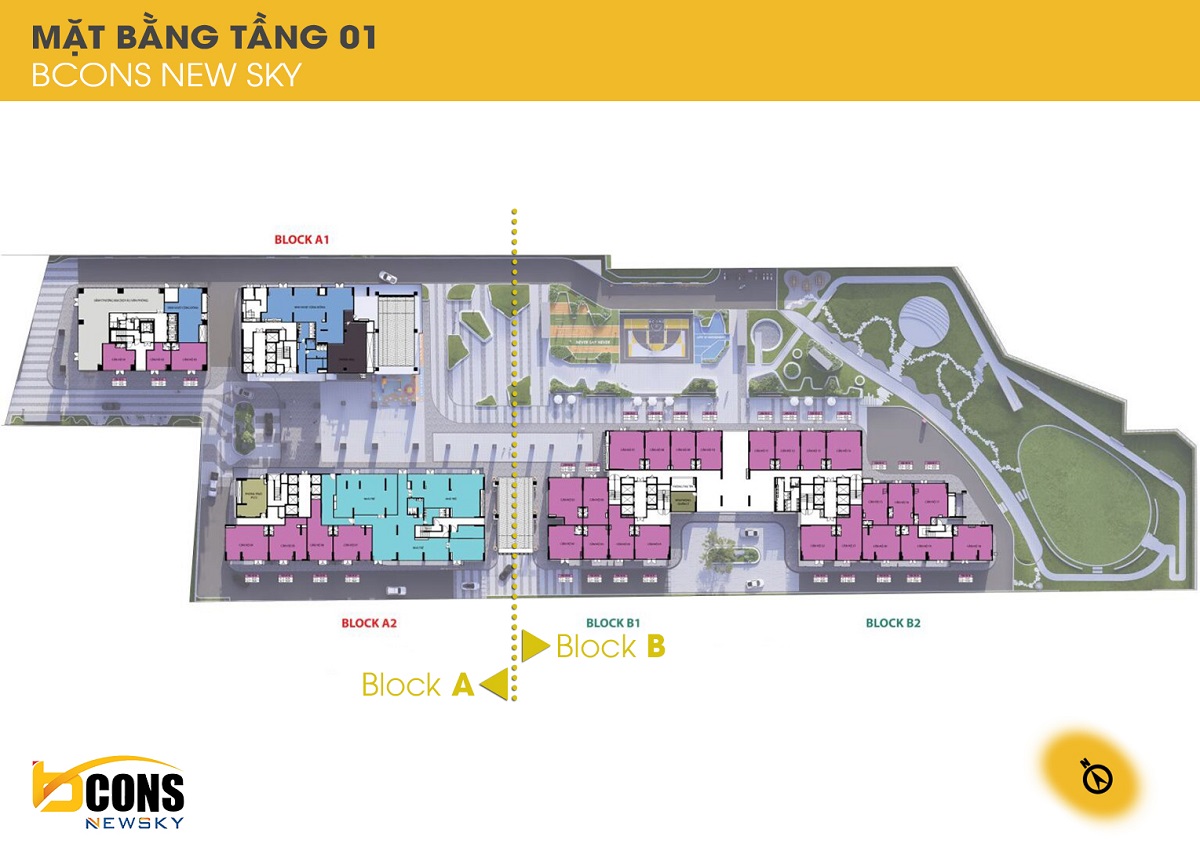 Mặt băng tâng 1 Bcons New Sky