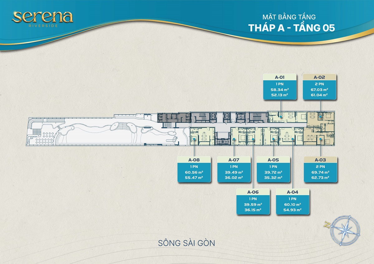 Mặt Bằng Tầng 5 Tháp A Serena Riverside