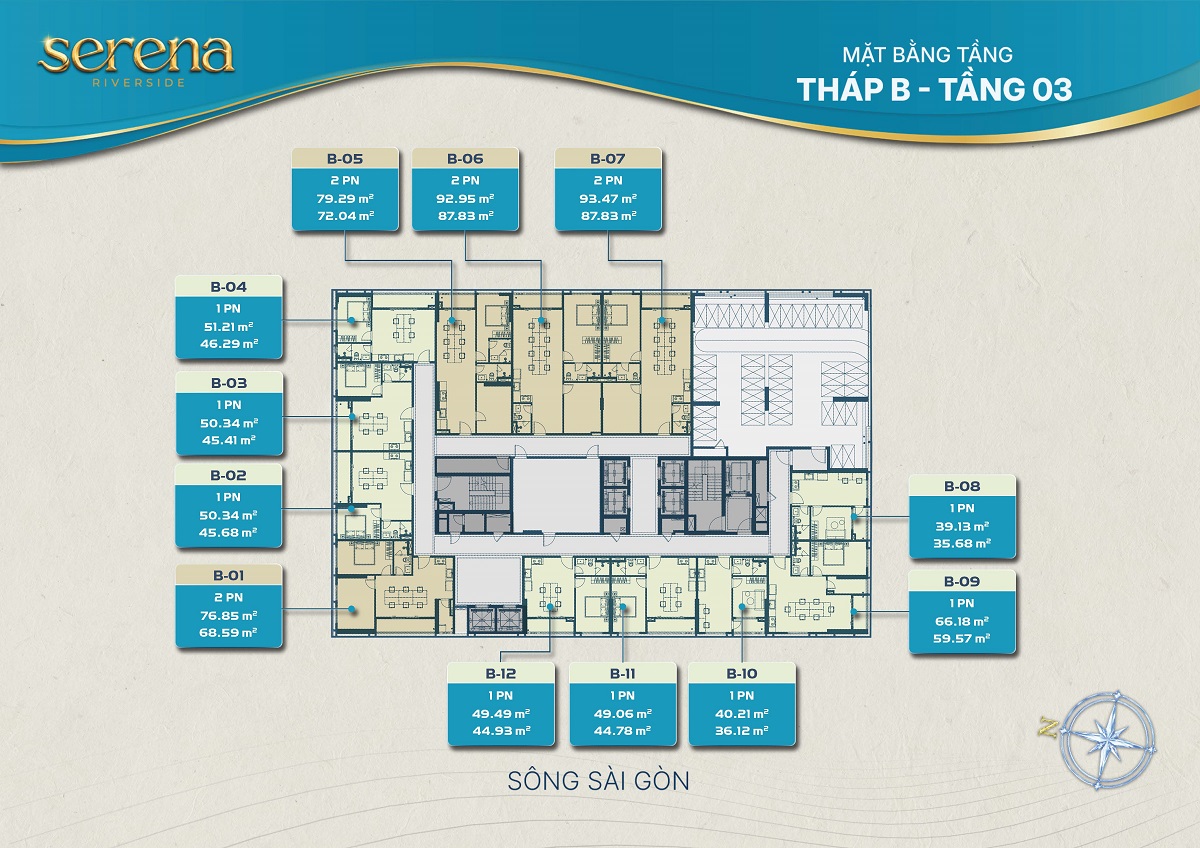 Mặt Bằng Tầng 3 Tháp B Serena Riverside