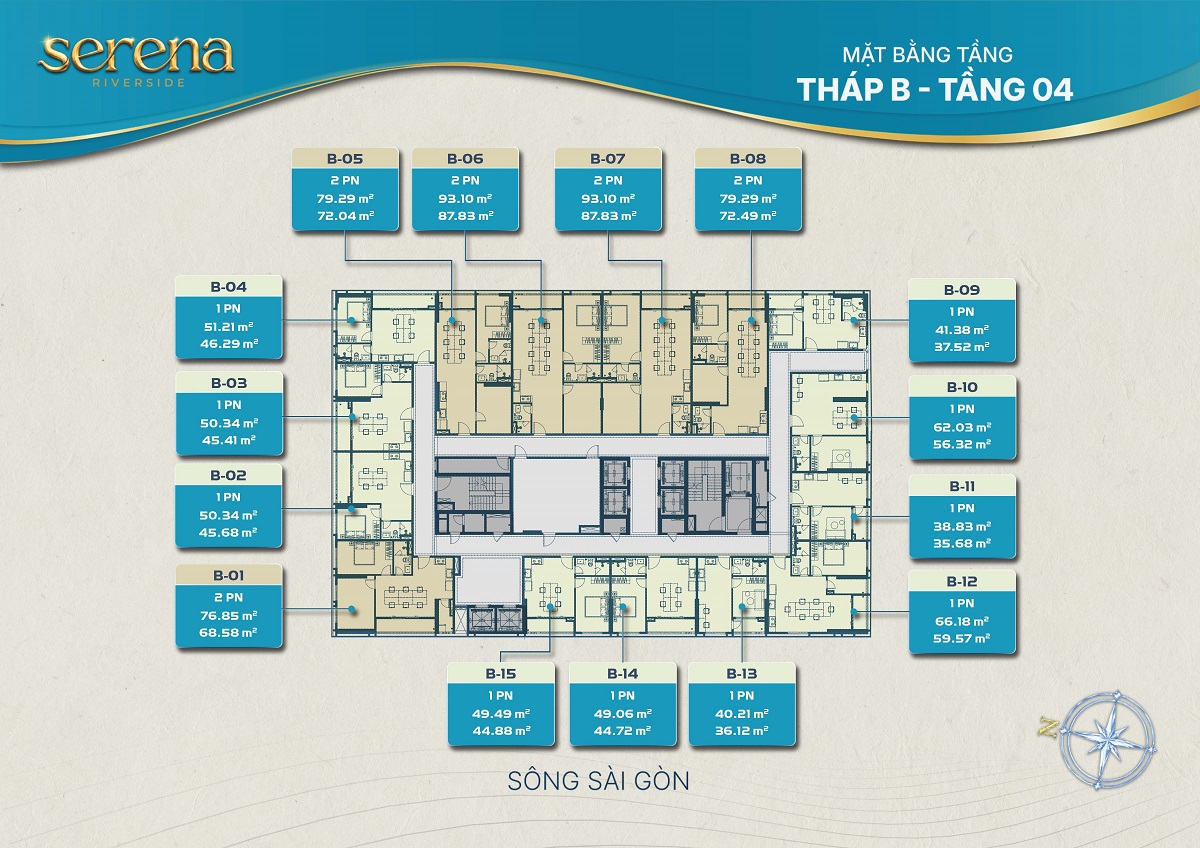 Mặt Bằng Tầng 5 Tháp B Serena Riverside