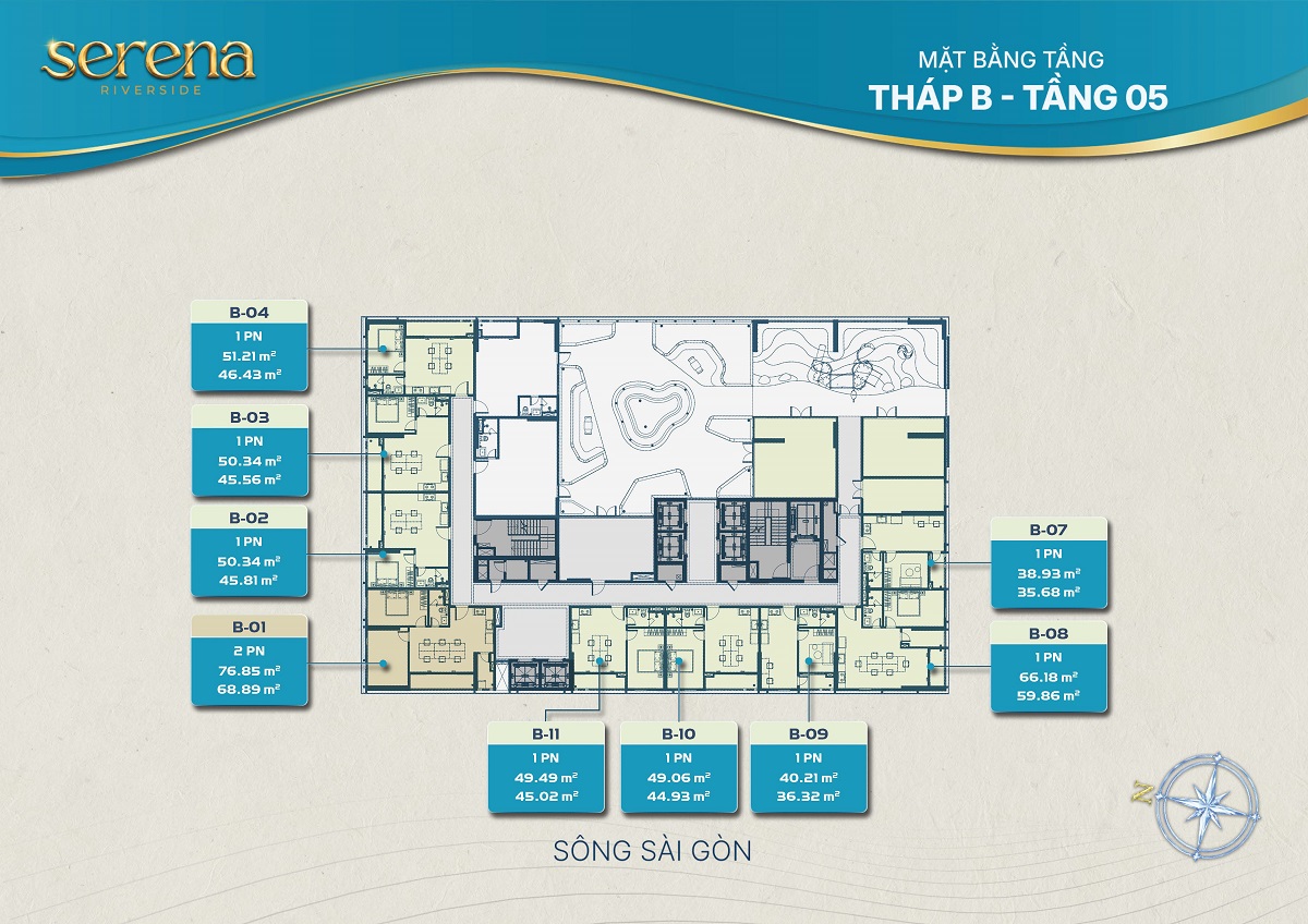 Mặt Bằng Tầng 5 Tháp B Serena Riverside