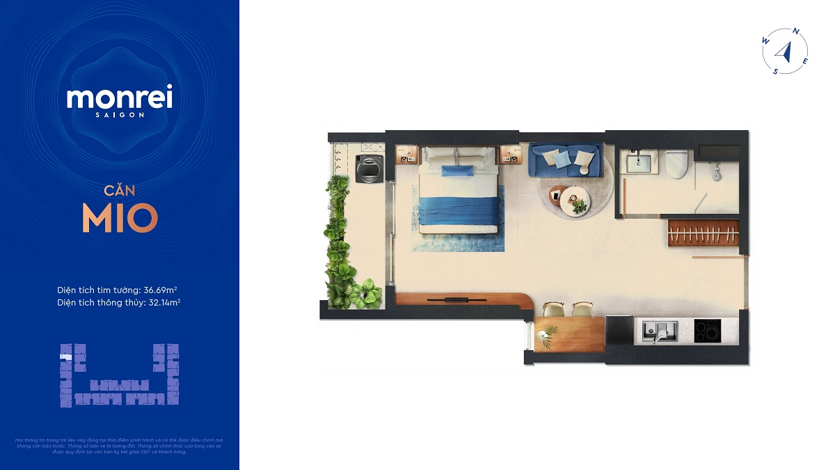 Thiết kế layout căn hộ Studio Mio Monrei Saigon