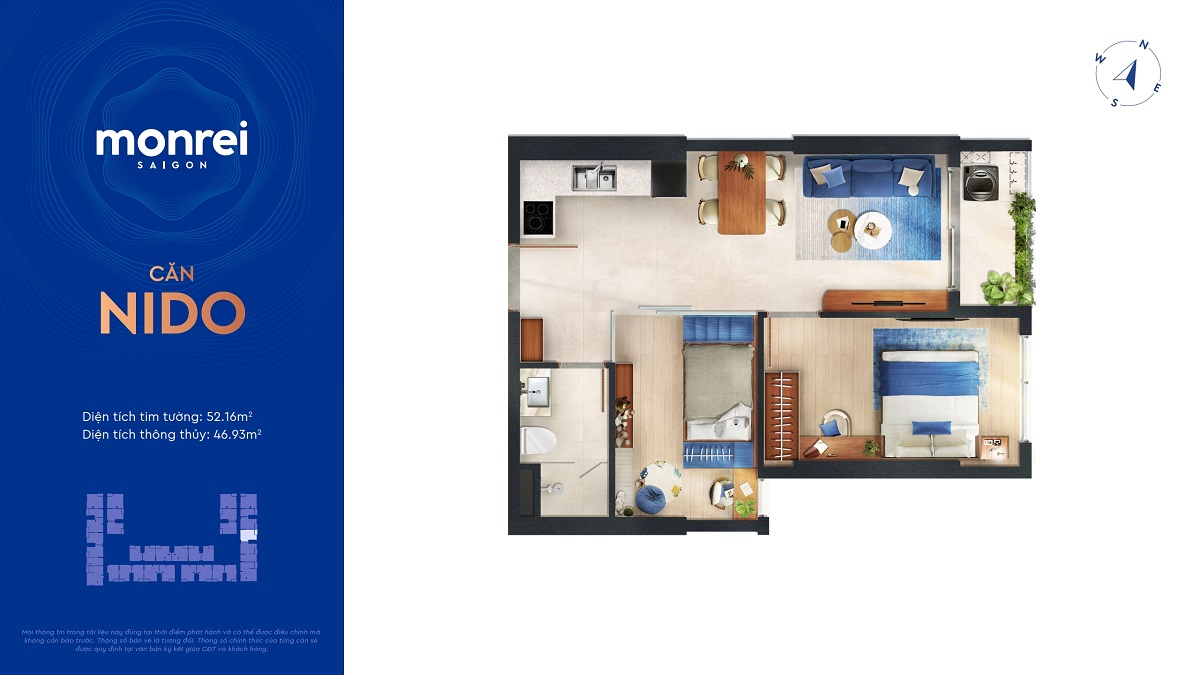 Thiết kế layout căn hộ 1PN Nido Monrei Saigon
