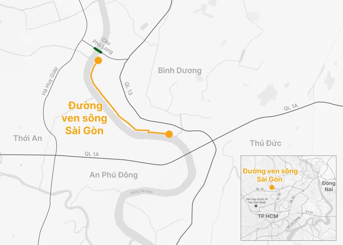 Bản đồ quy hoạch tuyến đường ven sông Sài Gòn đoạn qua khu vực Thuận An