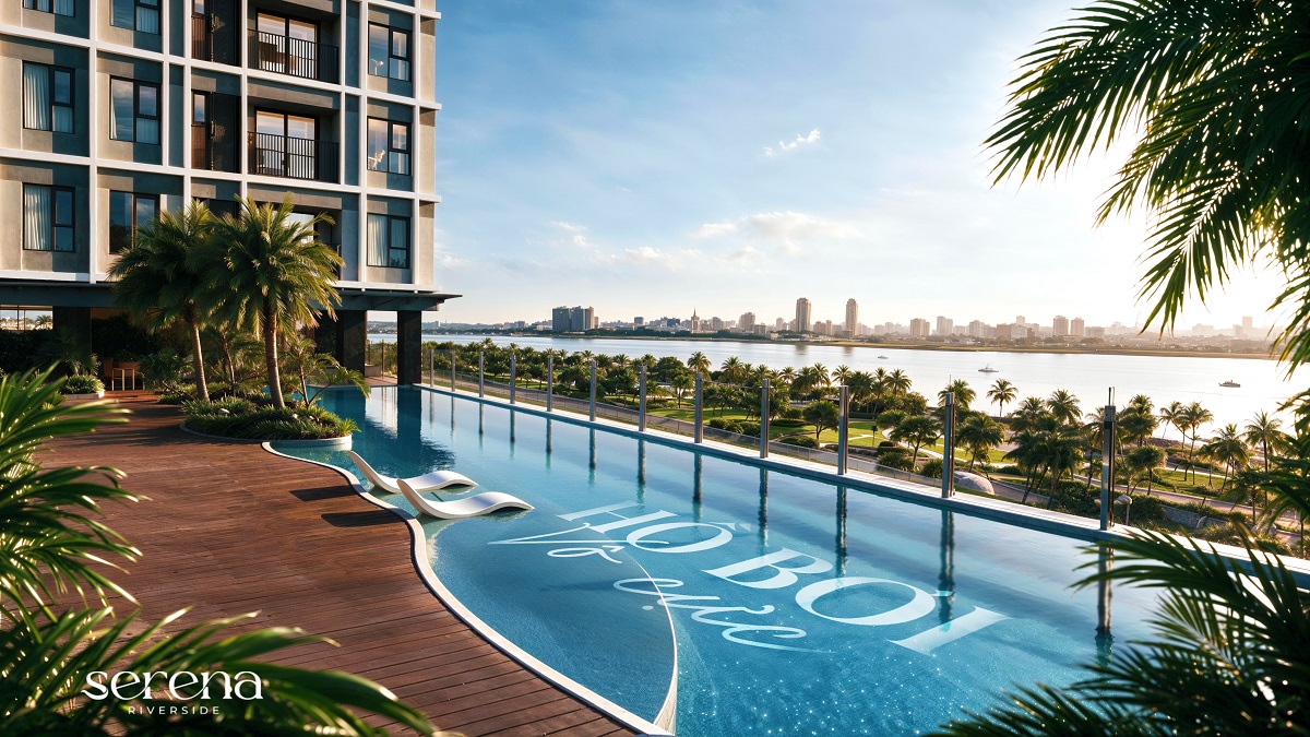 Trải nghiệm tiện ích Home Resort tại hồ bơi vô cực Serena Riverside Hồ bơi vô cực view sông Sài Gòn tuyệt đẹp tại Serena Riverside