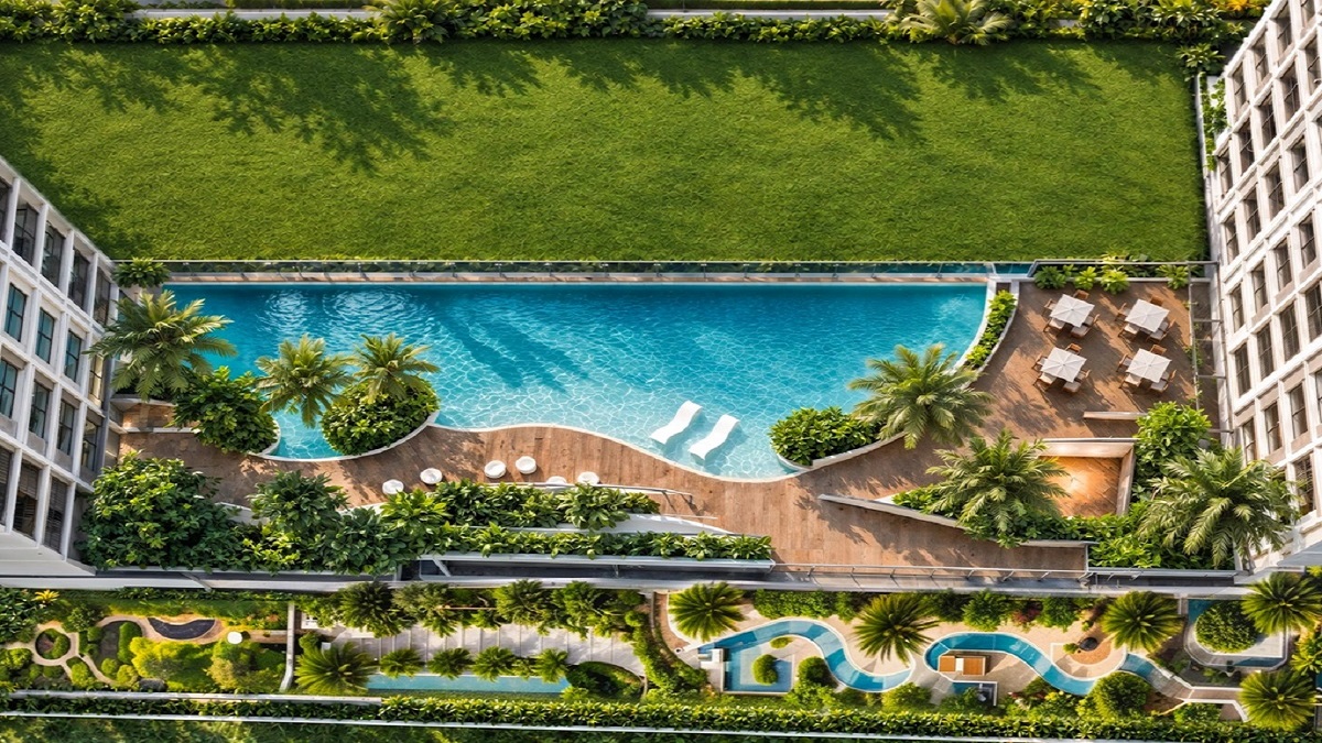 Không gian tiện ích Home Resort tại Serena Riverside Phối cảnh không gian tiện ích nội khu nhìn từ trên cao tại căn hộ Serena Riverside