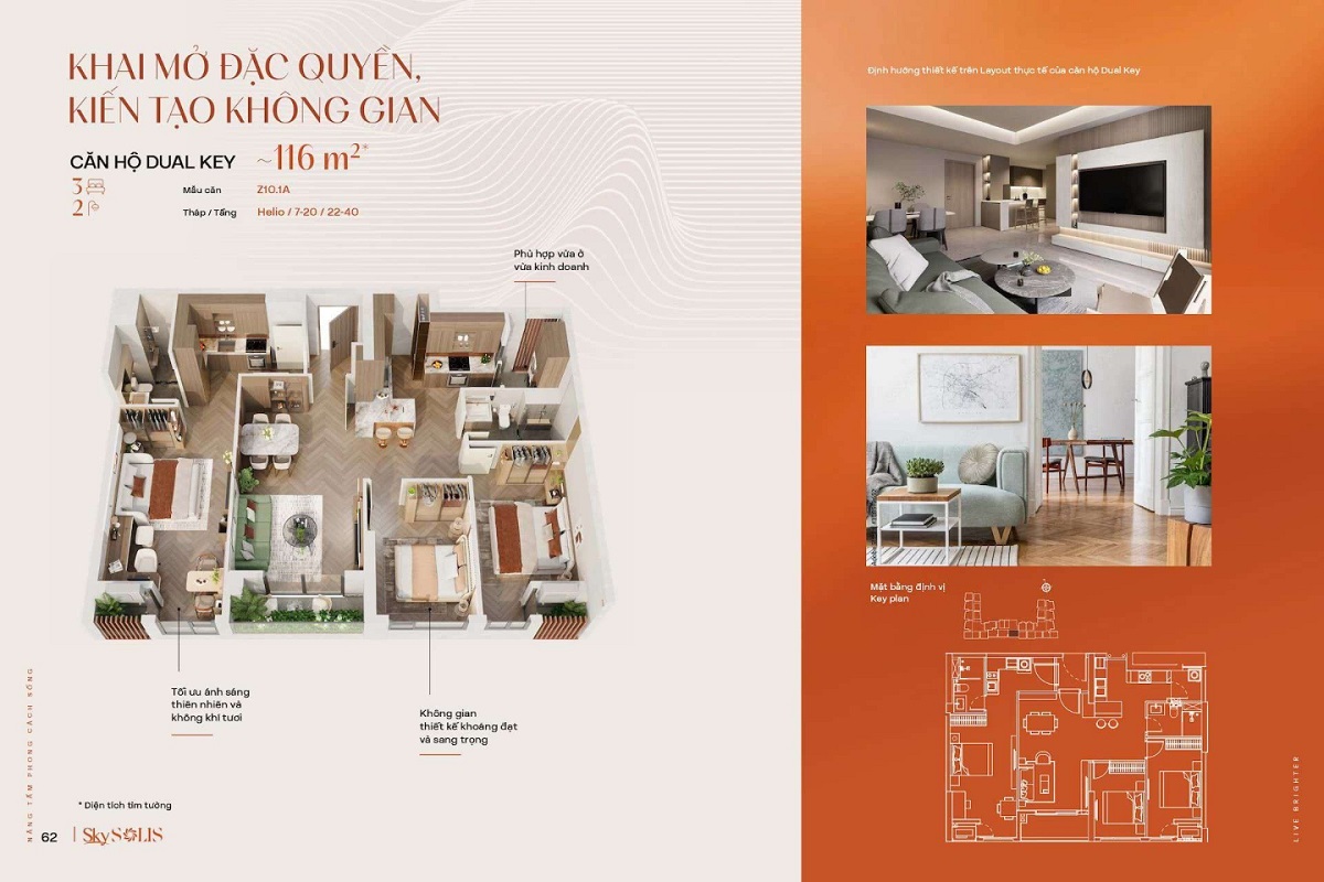 Layout căn hộ Dual Key Sky Solis 116m2